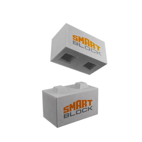 Блоки SMARTBLOCK с шипами и пазами соединяются как лего